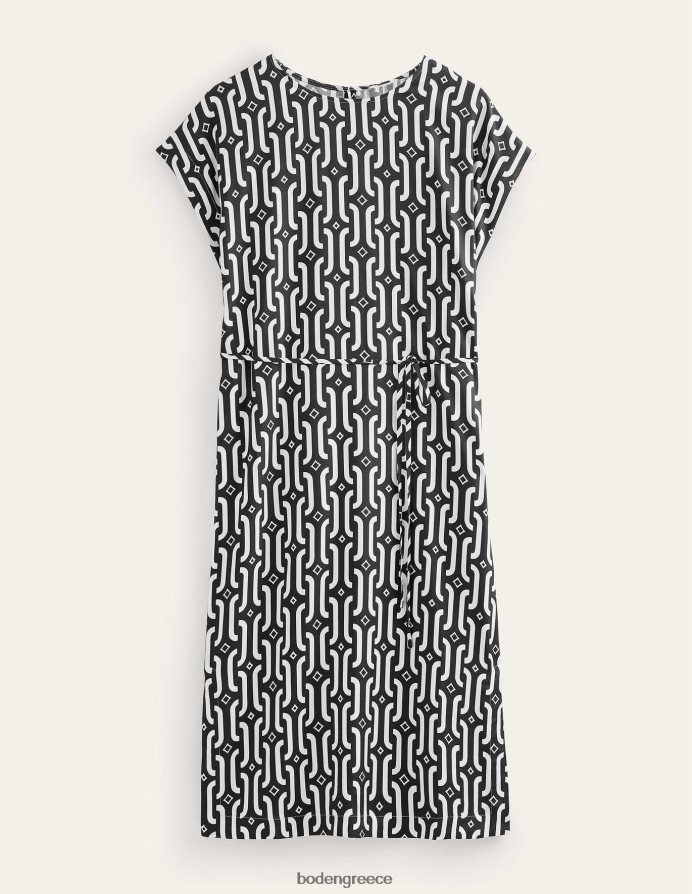 μαύρο & γαλάζιο γεωγραφικό είδη ένδυσης Μίντι φόρεμα κοντομάνικο κολόνα Boden γυναίκες 464PH877