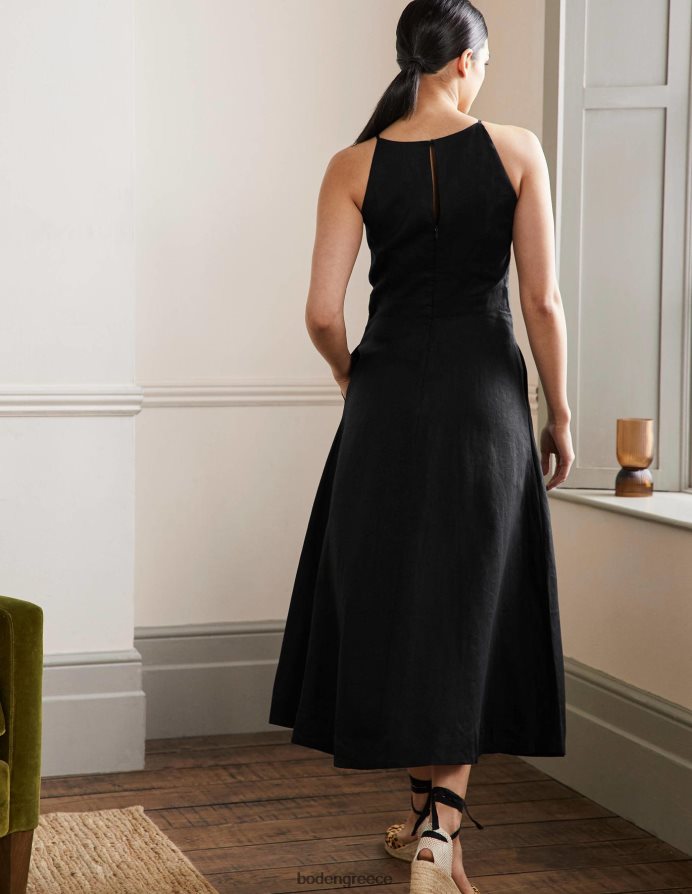 μαύρος είδη ένδυσης Μίντι λινό φόρεμα με λαιμόκοψη Boden γυναίκες 464PH879