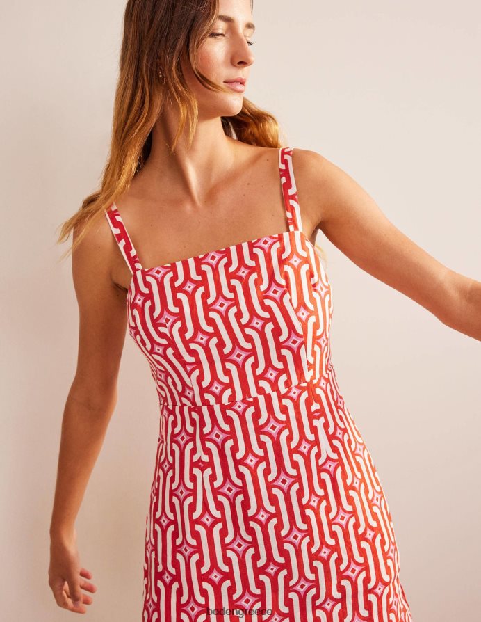 αίμα πορτοκαλί & γαλάζιο γεω είδη ένδυσης Μίνι λινό φόρεμα με τιράντες Boden γυναίκες 464PH890