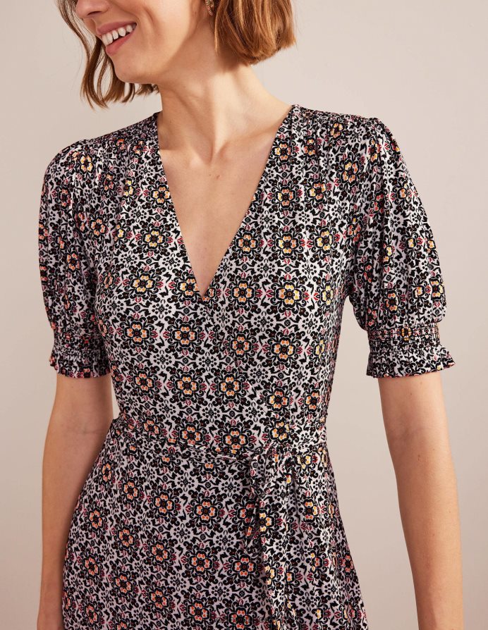 μαύρο & πλούσιο πόμο είδη ένδυσης Μίνι φόρεμα ζέρσεϊ με βολάν Boden γυναίκες 464PH8929