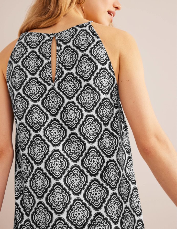 μαύρο & βοτανικό ρουζ είδη ένδυσης μίντι φόρεμα φανέλας με λαιμόδρομο Boden γυναίκες 464PH8932