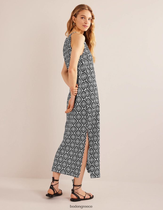 μαύρο & βοτανικό ρουζ είδη ένδυσης μίντι φόρεμα φανέλας με λαιμόδρομο Boden γυναίκες 464PH8932