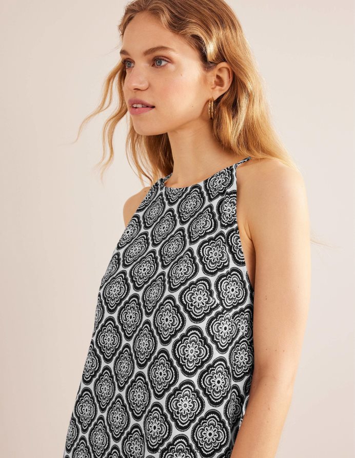 μαύρο & βοτανικό ρουζ είδη ένδυσης μίντι φόρεμα φανέλας με λαιμόδρομο Boden γυναίκες 464PH8932