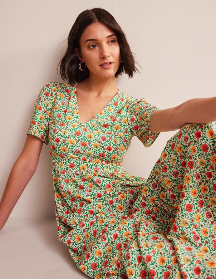 πράσινη και μαγευτική άνθιση είδη ένδυσης Μάξι φόρεμα με λαιμόκοψη Boden γυναίκες 464PH8937