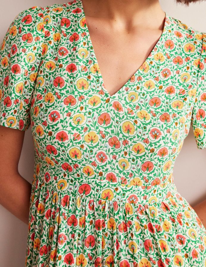 πράσινη και μαγευτική άνθιση είδη ένδυσης Μάξι φόρεμα με λαιμόκοψη Boden γυναίκες 464PH8937