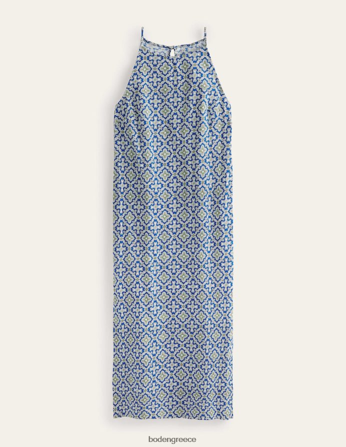 μπλε ερωδιός & φλώρα πλακάκι είδη ένδυσης μίντι φόρεμα φανέλας με λαιμόδρομο Boden γυναίκες 464PH8938