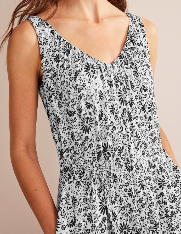 κλωνάρι μαύρο & γαρδένιας είδη ένδυσης Μάξι φόρεμα με λαιμόκοψη Boden γυναίκες 464PH8945