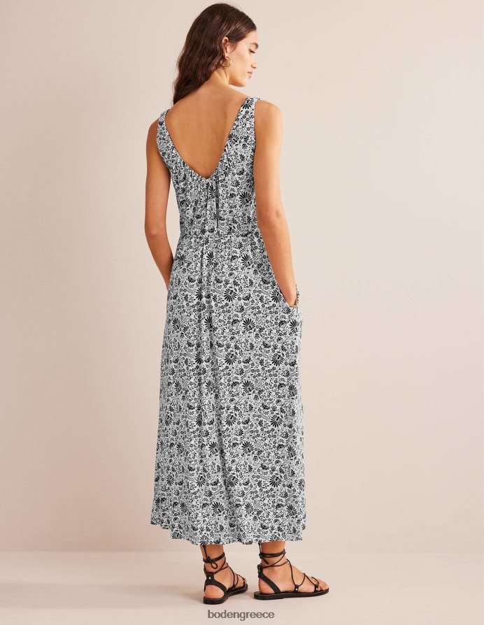 κλωνάρι μαύρο & γαρδένιας είδη ένδυσης Μάξι φόρεμα με λαιμόκοψη Boden γυναίκες 464PH8945