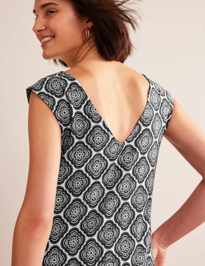 μαύρο & βοτανικό ρουζ είδη ένδυσης αμάνικο φόρεμα αλλαγής ζέρσεϊ Boden γυναίκες 464PH8949