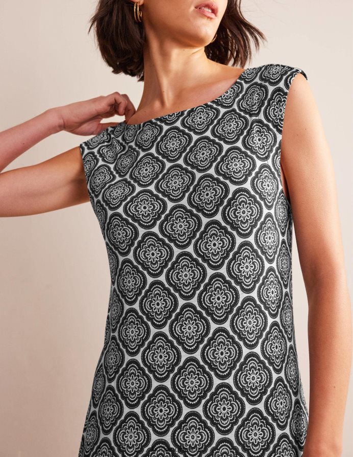 μαύρο & βοτανικό ρουζ είδη ένδυσης αμάνικο φόρεμα αλλαγής ζέρσεϊ Boden γυναίκες 464PH8949