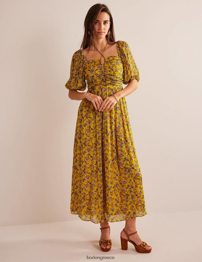 Σιναπόσπορος & λιβάδι πτώση είδη ένδυσης Μαξι φόρεμα με λεπτομέρεια με καπίστρι Boden γυναίκες 464PH89