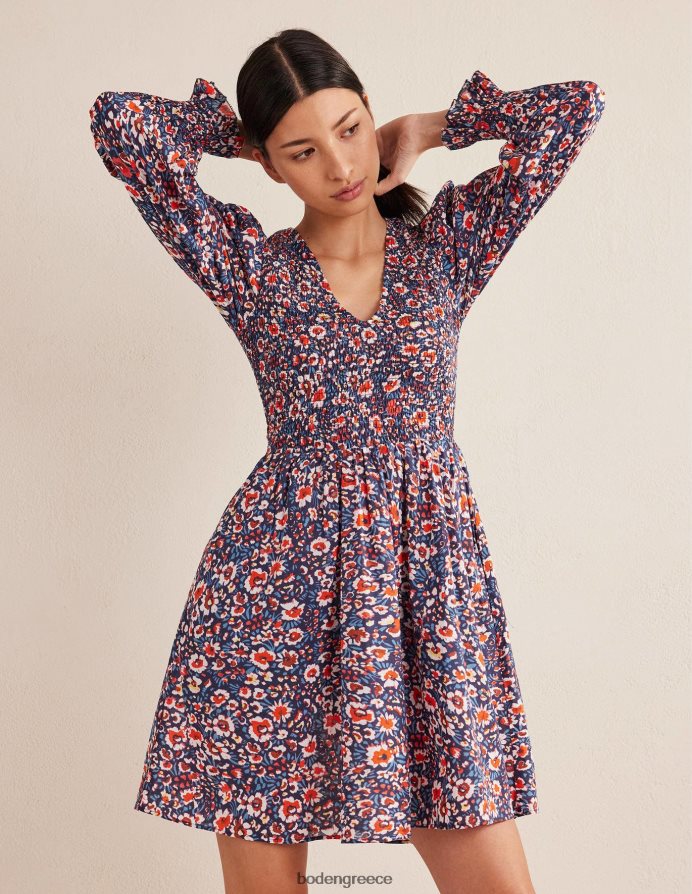 γαλλικό ναυτικό & άνθιση Eden είδη ένδυσης Μίνι φόρεμα με smocked μπούστο Boden γυναίκες 464PH81371