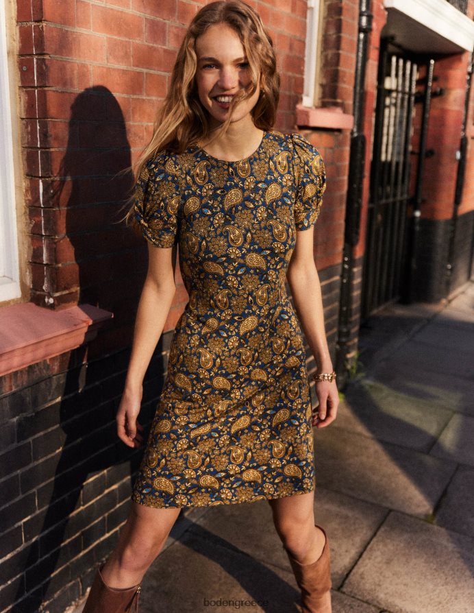Harvest Gold & Paisley βεράντα είδη ένδυσης Μίνι φόρεμα ζέρσεϊ με λεπτομέρεια Boden γυναίκες 464PH81040