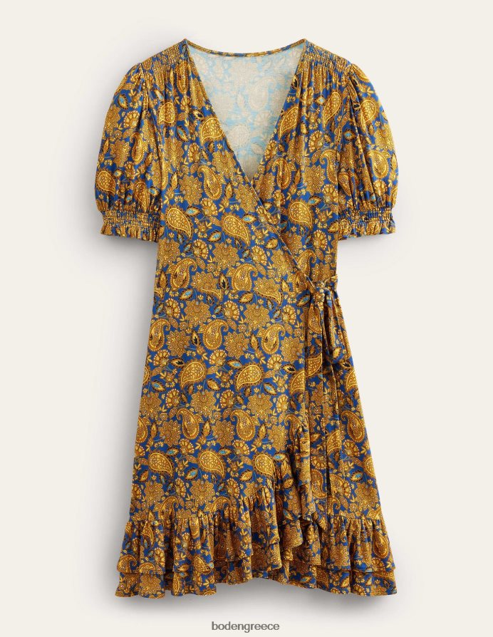 Harvest Gold & Paisley βεράντα είδη ένδυσης Μίνι φόρεμα ζέρσεϊ με βολάν Boden γυναίκες 464PH82248