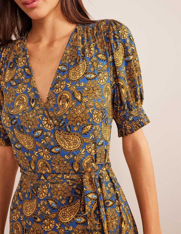 Harvest Gold & Paisley βεράντα είδη ένδυσης Μίνι φόρεμα ζέρσεϊ με βολάν Boden γυναίκες 464PH82248