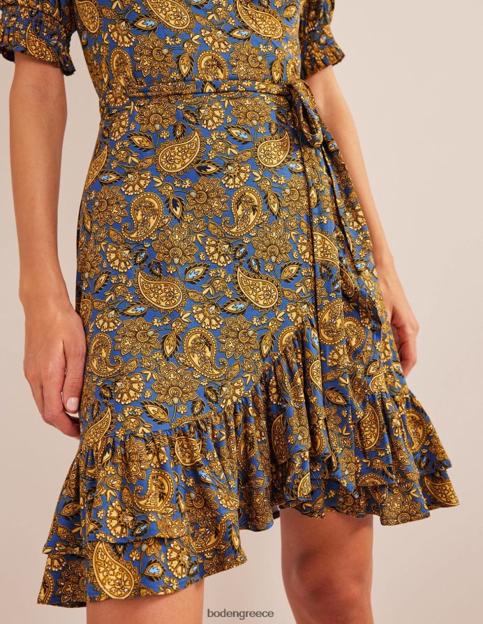 Harvest Gold & Paisley βεράντα είδη ένδυσης Μίνι φόρεμα ζέρσεϊ με βολάν Boden γυναίκες 464PH82248