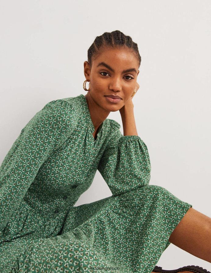 Hunter Green & Diamond Bud είδη ένδυσης μίντι φόρεμα ζέρσεϊ με κουμπιά Boden γυναίκες 464PH81255