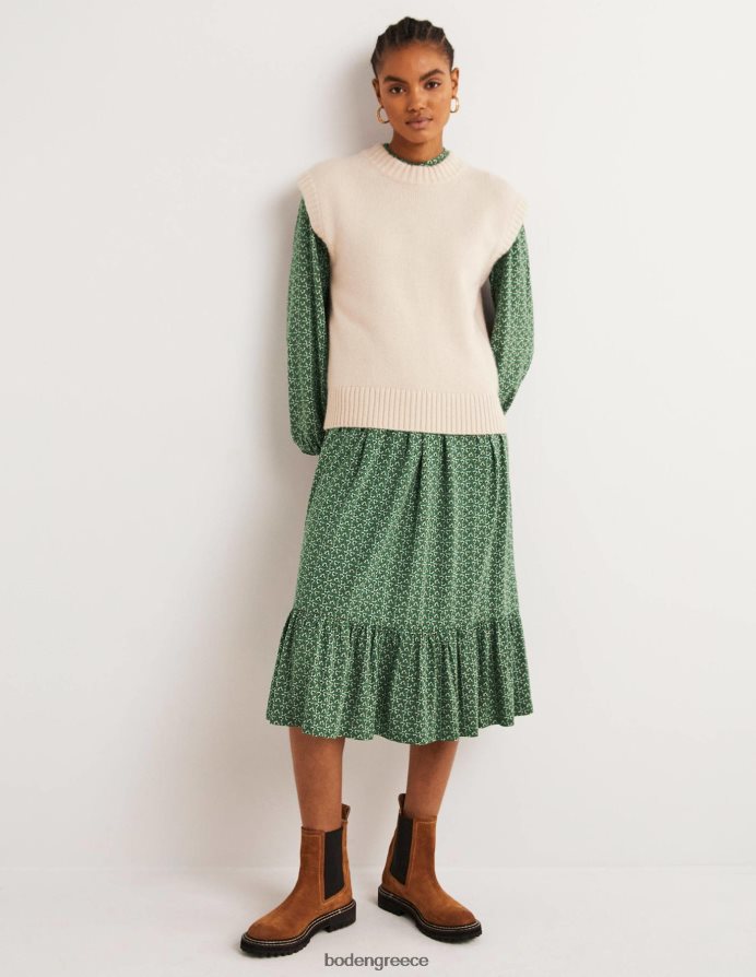 Hunter Green & Diamond Bud είδη ένδυσης μίντι φόρεμα ζέρσεϊ με κουμπιά Boden γυναίκες 464PH81255