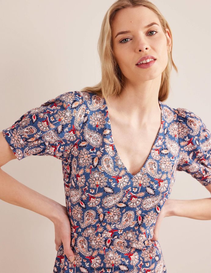 Navy & Paisley βεράντα είδη ένδυσης Μίνι φόρεμα με λαιμόκοψη Boden γυναίκες 464PH81076