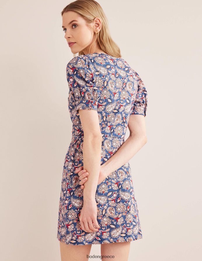 Navy & Paisley βεράντα είδη ένδυσης Μίνι φόρεμα με λαιμόκοψη Boden γυναίκες 464PH81076