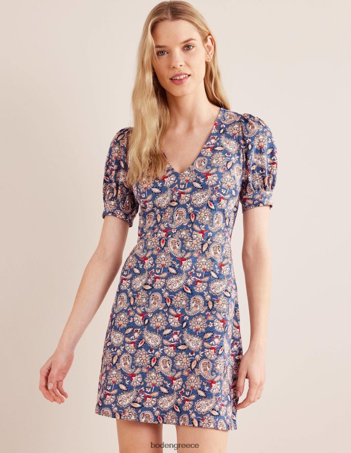 Navy & Paisley βεράντα είδη ένδυσης Μίνι φόρεμα με λαιμόκοψη Boden γυναίκες 464PH81076