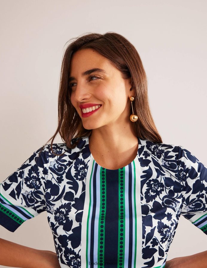 ναυτικό και άνθιση τουλίπας είδη ένδυσης Βαμβακερό φόρεμα alexa Shift Boden γυναίκες 464PH853