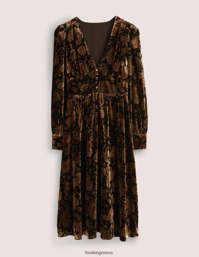 black & paisley πάθος είδη ένδυσης βελούδινο midi φόρεμα για πάρτι Boden γυναίκες 464PH81873