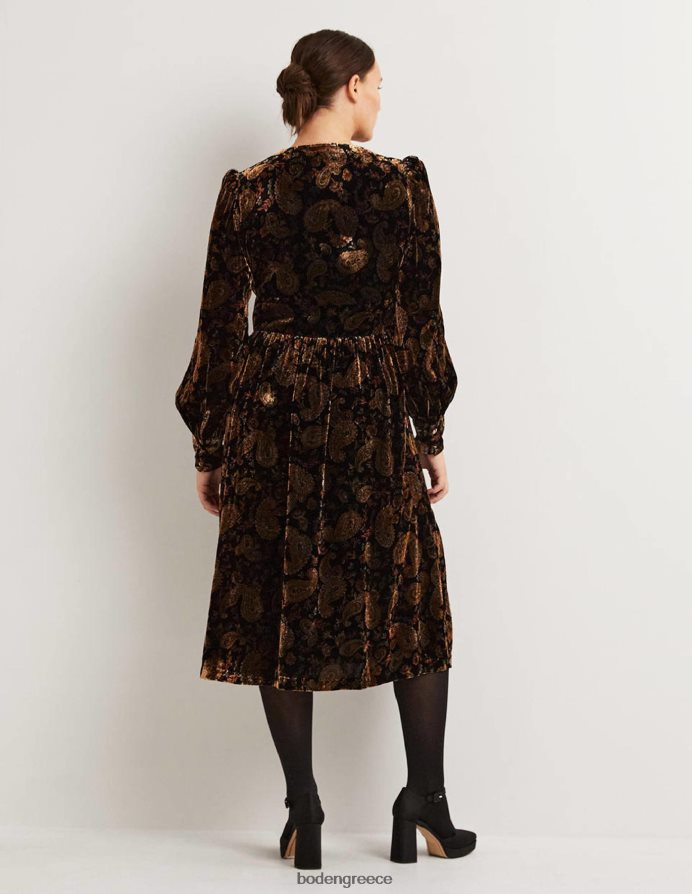 black & paisley πάθος είδη ένδυσης βελούδινο midi φόρεμα για πάρτι Boden γυναίκες 464PH81873