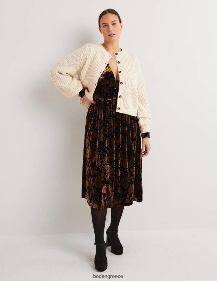 black & paisley πάθος είδη ένδυσης βελούδινο midi φόρεμα για πάρτι Boden γυναίκες 464PH81873