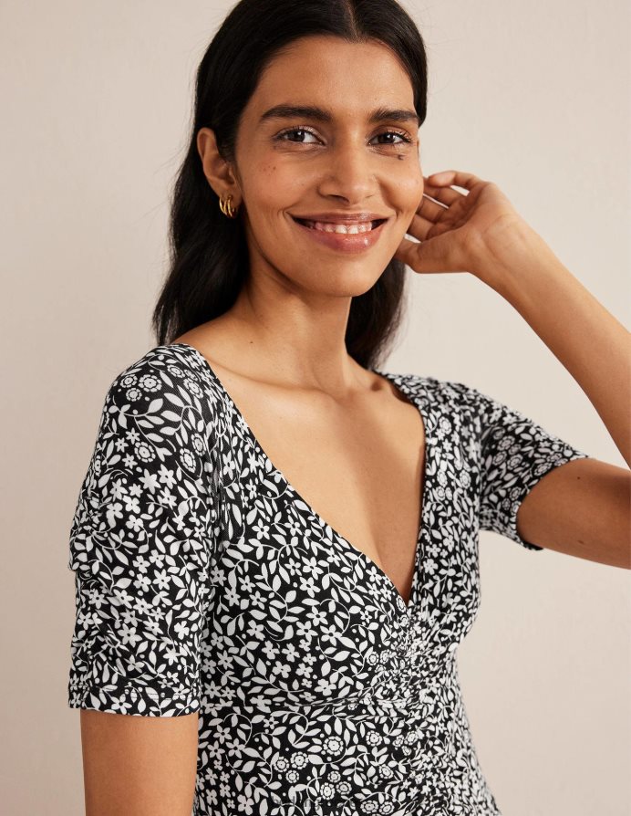 black & sunflower pop είδη ένδυσης μίντι φόρεμα από ζέρσεϊ μπροστά Boden γυναίκες 464PH81616