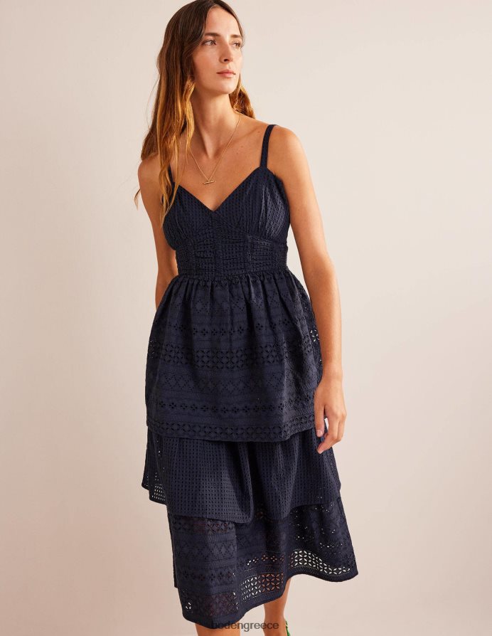 ΠΟΛΕΜΙΚΟ ΝΑΥΤΙΚΟ είδη ένδυσης μίντι φόρεμα broderie σε επίπεδα Boden γυναίκες 464PH884