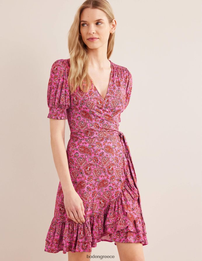 carmine rose & paisley βεράντα είδη ένδυσης Μίνι φόρεμα ζέρσεϊ με βολάν Boden γυναίκες 464PH81067