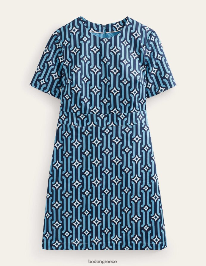delphinium blue & azure geo είδη ένδυσης βαμβακερό mini shift φόρεμα Boden γυναίκες 464PH81062