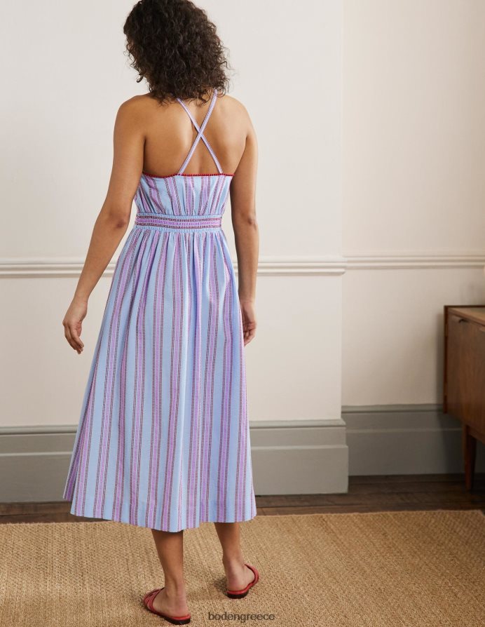 dragon red και pop pansy είδη ένδυσης midi φόρεμα με ριγέ halterneck Boden γυναίκες 464PH82026