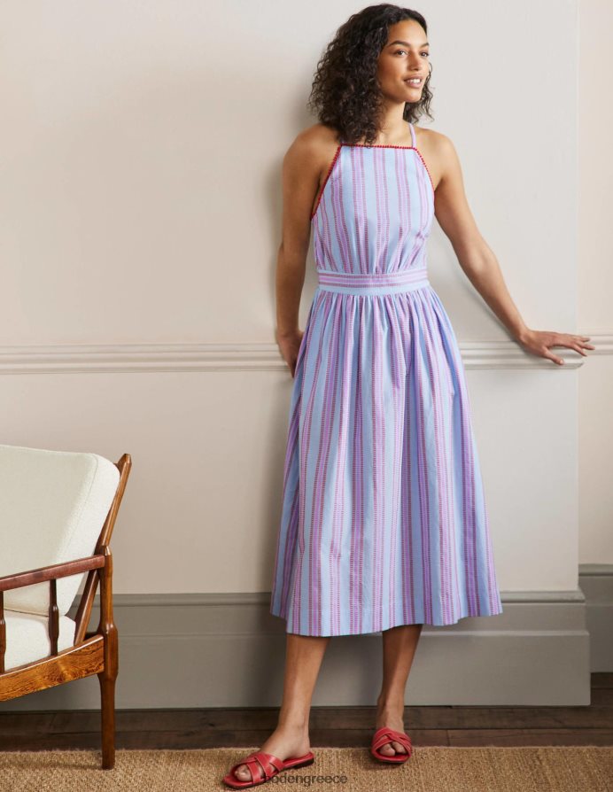 dragon red και pop pansy είδη ένδυσης midi φόρεμα με ριγέ halterneck Boden γυναίκες 464PH82026