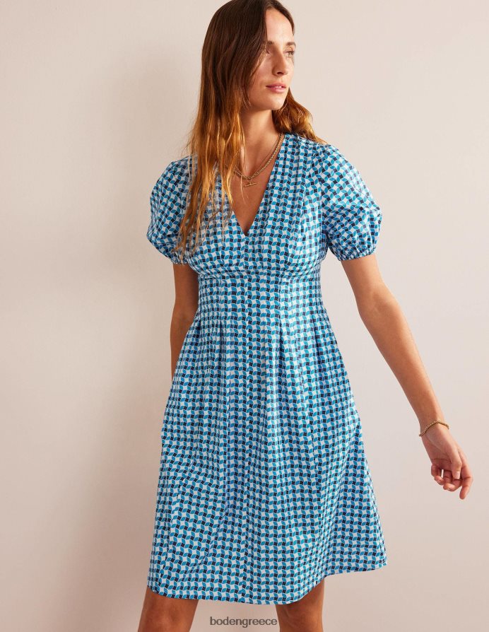 fluro blue & αφηρημένο διαμάντι είδη ένδυσης Φόρεμα με βελάκι με λαιμόκοψη με λεπτομέρεια Boden γυναίκες 464PH841