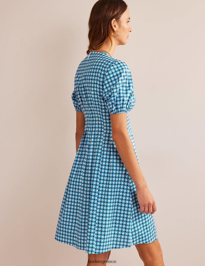 fluro blue & αφηρημένο διαμάντι είδη ένδυσης Φόρεμα με βελάκι με λαιμόκοψη με λεπτομέρεια Boden γυναίκες 464PH841