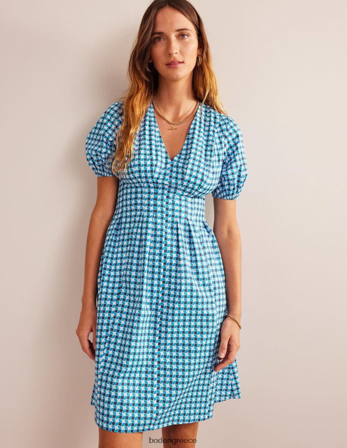 fluro blue & αφηρημένο διαμάντι είδη ένδυσης Φόρεμα με βελάκι με λαιμόκοψη με λεπτομέρεια Boden γυναίκες 464PH841