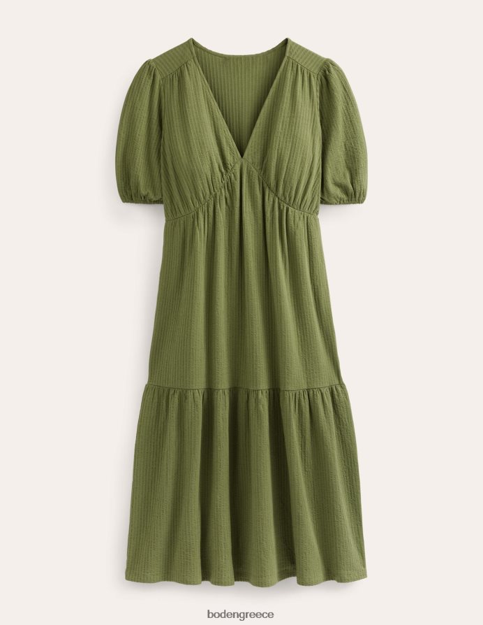 πλυμένο χακί είδη ένδυσης Μίντι φόρεμα jersey seersucker Boden γυναίκες 464PH81194