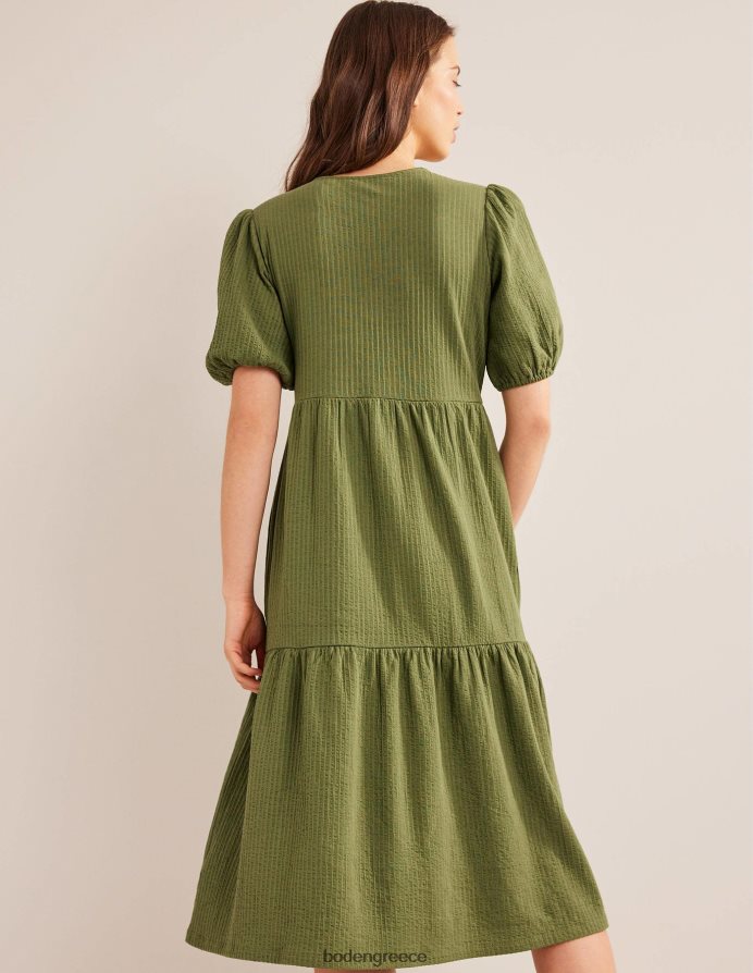 πλυμένο χακί είδη ένδυσης Μίντι φόρεμα jersey seersucker Boden γυναίκες 464PH81194