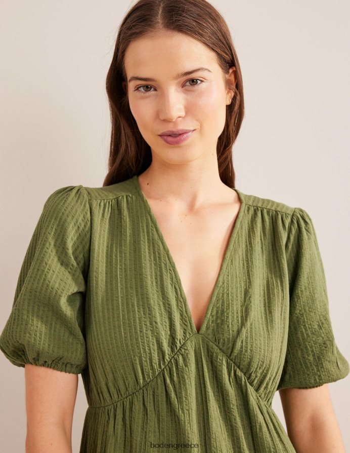 πλυμένο χακί είδη ένδυσης Μίντι φόρεμα jersey seersucker Boden γυναίκες 464PH81194