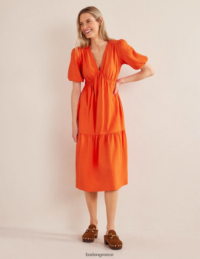 κόκκινο βερμίλιο είδη ένδυσης Μίντι φόρεμα jersey seersucker Boden γυναίκες 464PH81219