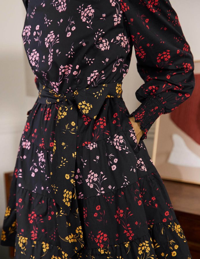 μαύρο και ροζ & κλαδάκι που πέφτει είδη ένδυσης φόρεμα σε επίπεδα lyla Boden γυναίκες 464PH82022