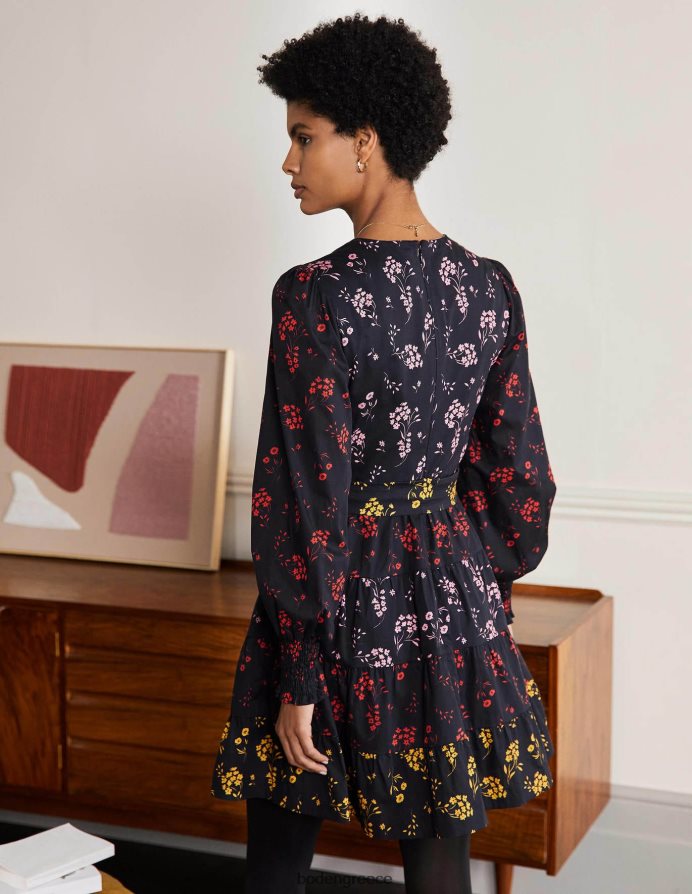 μαύρο και ροζ & κλαδάκι που πέφτει είδη ένδυσης φόρεμα σε επίπεδα lyla Boden γυναίκες 464PH82022