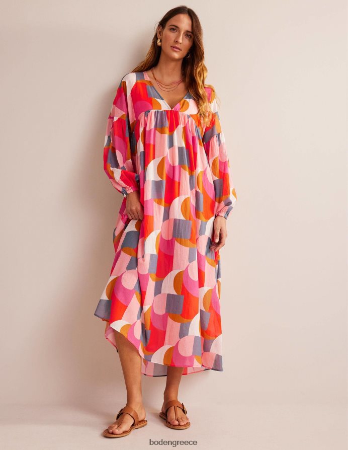 Φεστιβάλ ροζ & γεωμετρικό στροβιλισμό είδη ένδυσης maxi empire beach καφτάνι Boden γυναίκες 464PH8573