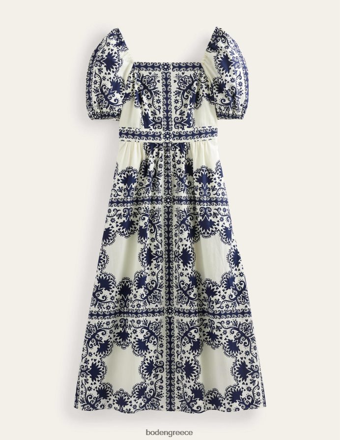 γαλλικό ναυτικό και λουλούδι είδη ένδυσης midi φόρεμα με τετράγωνο λαιμό Boden γυναίκες 464PH81160