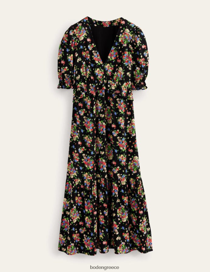 μαύρο & άγριο σύμπλεγμα είδη ένδυσης midi φόρεμα τσαγιού με λεπτομέρεια Boden γυναίκες 464PH82117