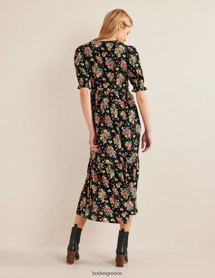 μαύρο & άγριο σύμπλεγμα είδη ένδυσης midi φόρεμα τσαγιού με λεπτομέρεια Boden γυναίκες 464PH82117