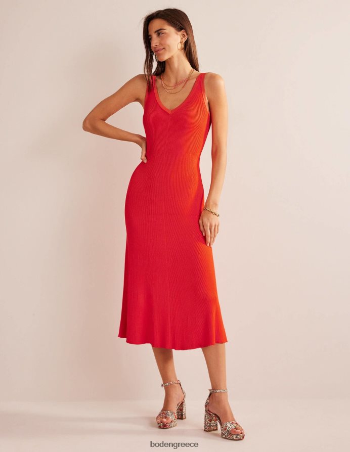 αίμα πορτοκαλί είδη ένδυσης midi φόρεμα πλεκτό με λαιμόκοψη Boden γυναίκες 464PH83