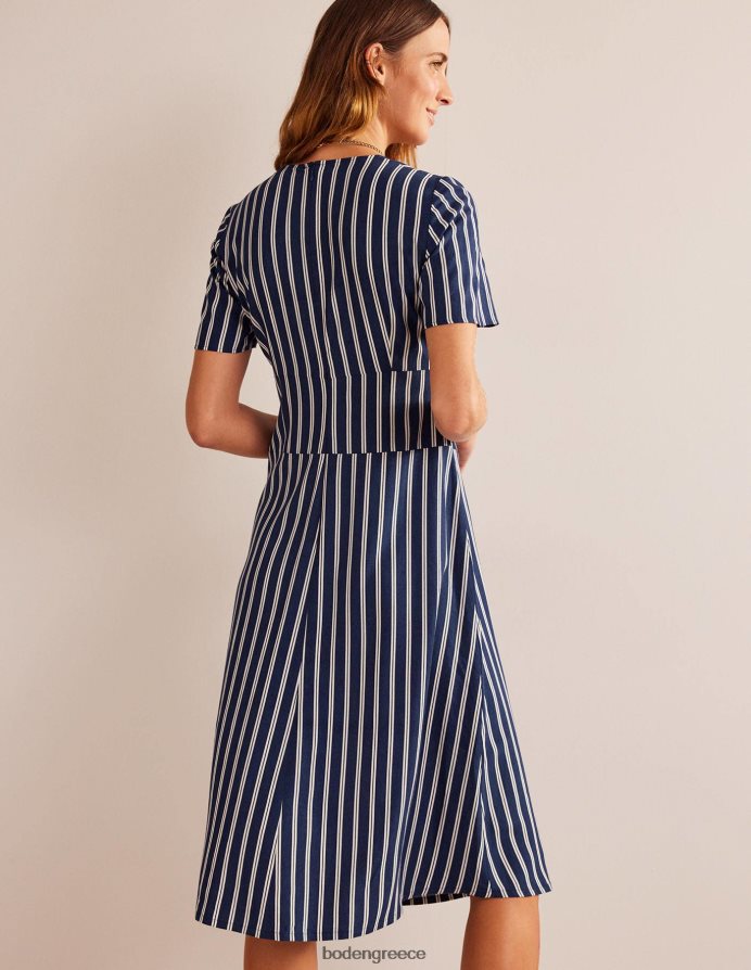 ναυτική και ιβουάρ κάθετη ρίγα είδη ένδυσης ριγέ ασύμμετρο midi φόρεμα Boden γυναίκες 464PH846